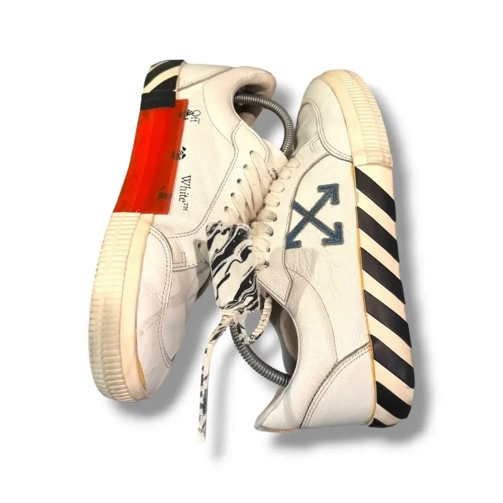 Off-White Low Vulcanized Leather Sneakers ‘White Blue’ | Size 42(9US)